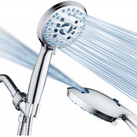 High Pressure 8-mode Handheld Shower Head - Anti-clog Nozzles, Built-in Power Wash to Clean Tub, Tile & Pets, Extra Long 6 ft. Stainless Steel Hose, Wall & Overhead Brackets