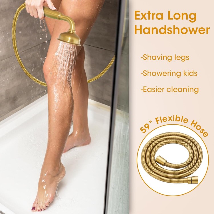 Rainfall Shower Head with Handheld Combo, Brushed Gold Rain Shower System with Balance Pressure Valve, 9 inch Rain Shower Head with Handheld Spray Wall Mount(B2312-BG) Rainfall Shower Head with Handheld Combo, Brushed Gold Rain Shower System with Balance Pressure Valve, 9 inch Rain Shower Head with Handheld Spray Wall Mount(B2312-BG)