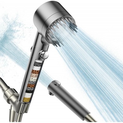 Filtered Shower Head with Handheld, High Pressure Water Flow and Multiple Spray Modes Shower Head with Filter, Power Wash for Hard Water, Showerhead with ON/OFF Switch for Pets Bath
