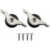 Door Roller 2PCS Black 29mm Diameter Nylon Wheel Sliding Door Window Weight Pulley Stainless Steel Shell with Screws