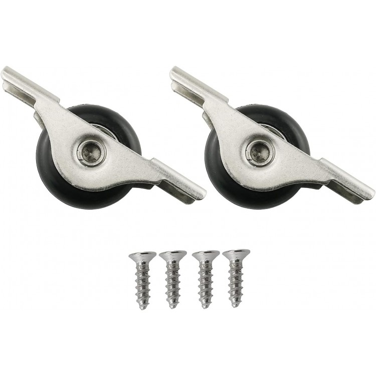 Door Roller 2PCS Black 29mm Diameter Nylon Wheel Sliding Door Window Weight Pulley Stainless Steel Shell with Screws