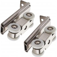 2pcs 4-Wheel Stainless Stee Hanging Wheel Suitable fo Sliding Doors in Halls and Kitchen cabinets wadrobe Sliding Door（Wheel 23mm/0.9"）